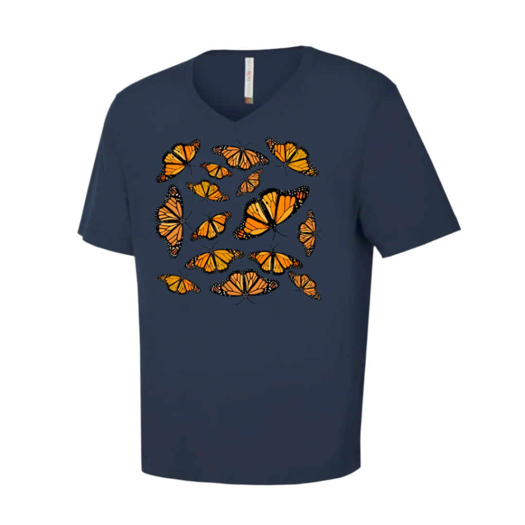 V Neck T-Shirt - Butterflies