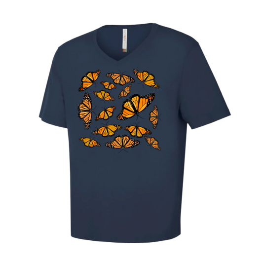 V Neck T-Shirt - Butterflies
