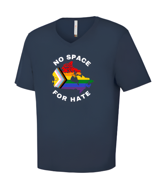 V Neck T-Shirt - No Space For Hate Canada Map
