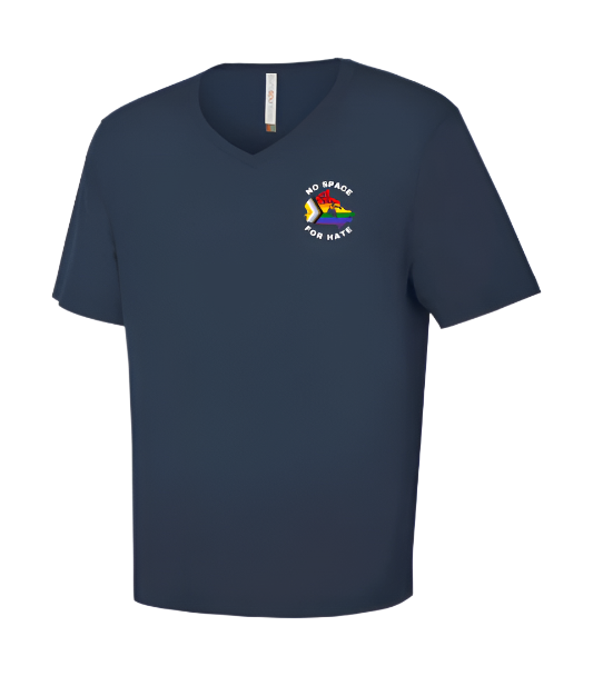 V Neck T-Shirt - No Space For Hate Canada Map