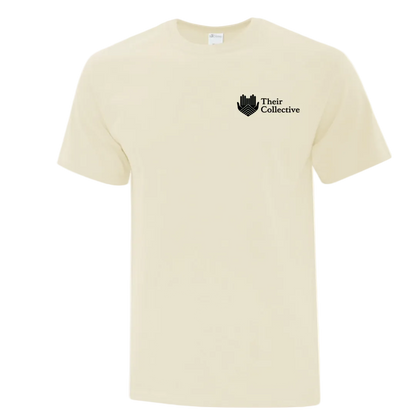 Beige t-shirt with 'Their Collective' logo 