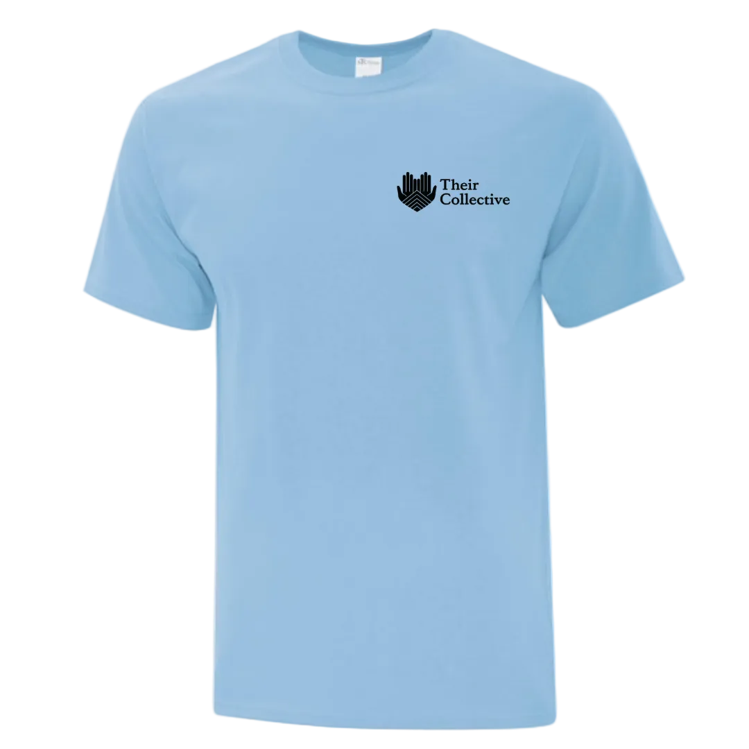 Light blue t-shirt with 'Their Collective' 