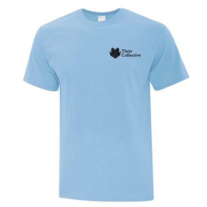 Light blue t-shirt with 'Their Collective' 