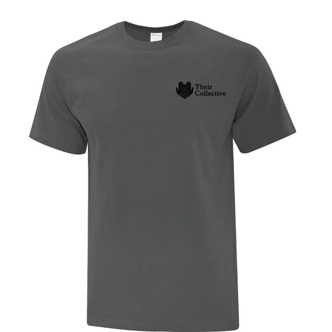 Gray t-shirt with 'Their Collective' logo 