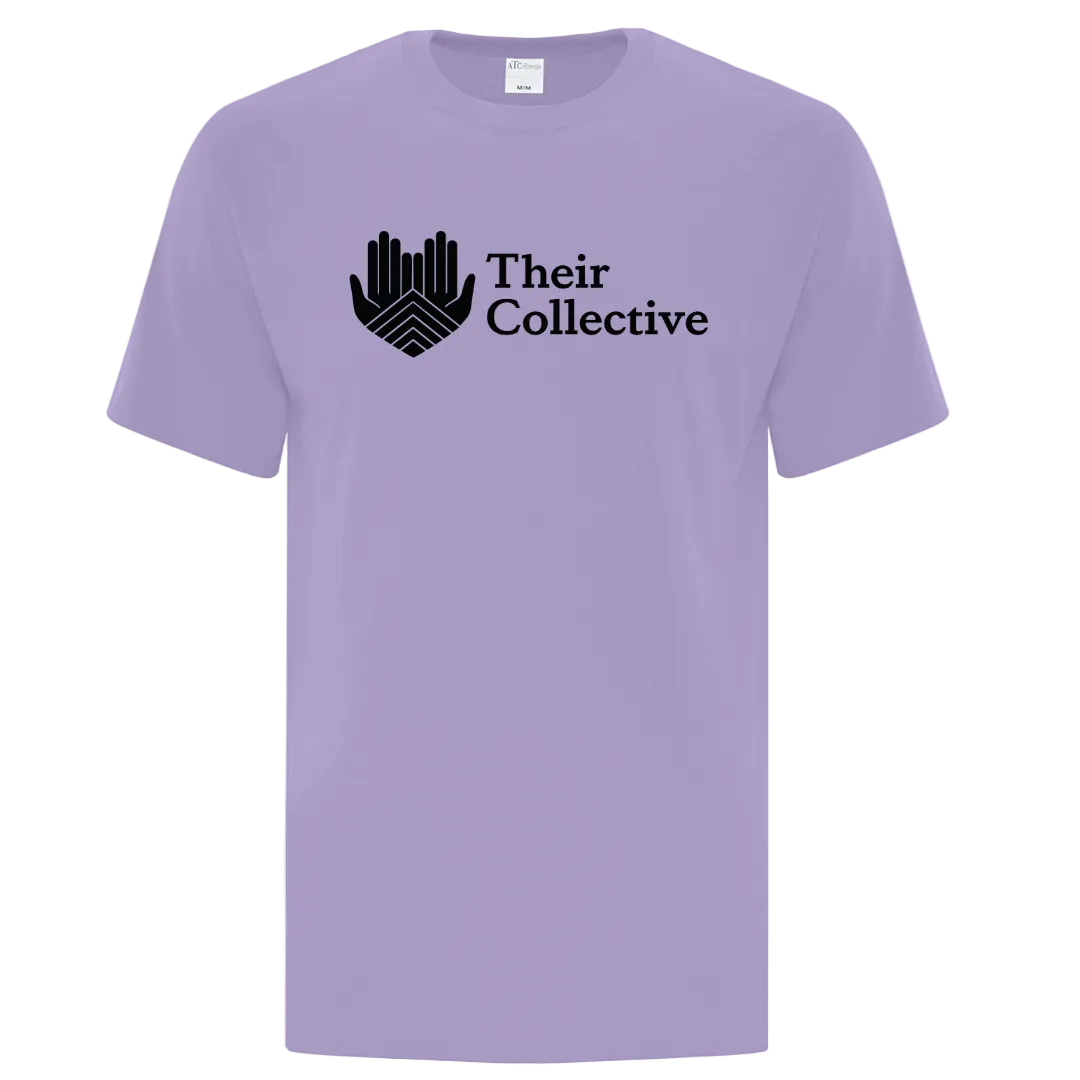 Purple t-shirt with 'Their Collective' 