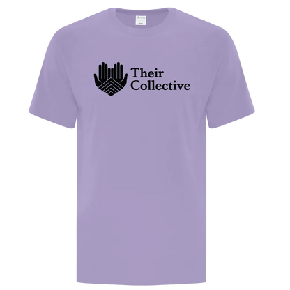 Purple t-shirt with 'Their Collective' 
