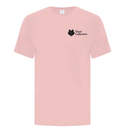 Pink t-shirt with 'Their Collective' logo 