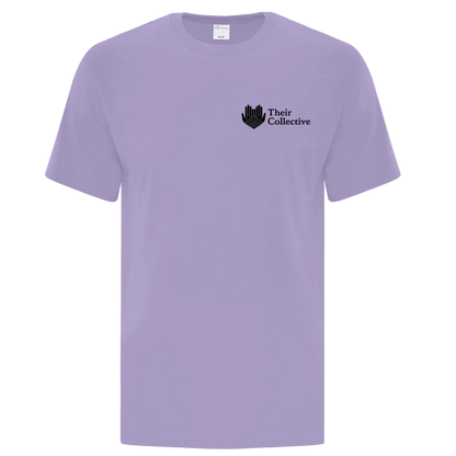 Purple t-shirt with 'Their Collective' 