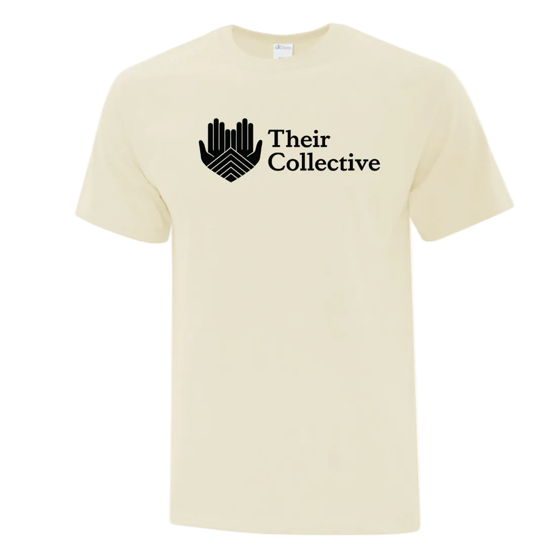 Beige t-shirt with 'Their Collective' logo 
