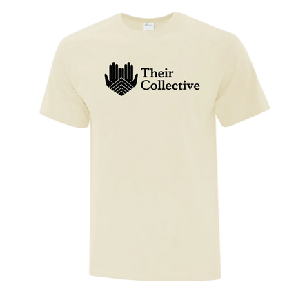 Beige t-shirt with 'Their Collective' logo 