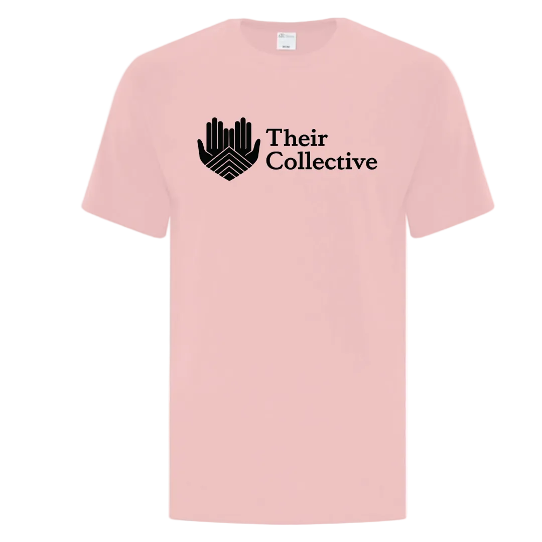 Pink t-shirt with 'Their Collective' logo 