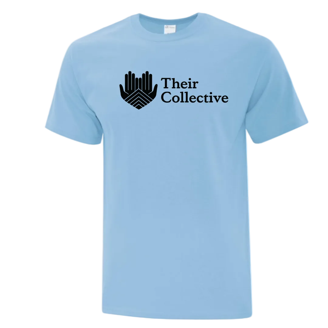 Light blue t-shirt with 'Their Collective' logo