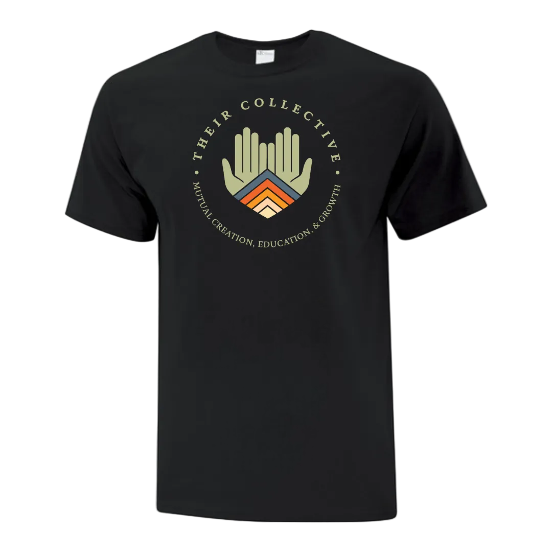 Black t-shirt with a Their Collective Logo.