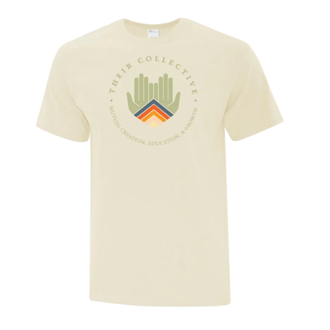 Natural color t-shirt with Their Collective's Full Round Logo.