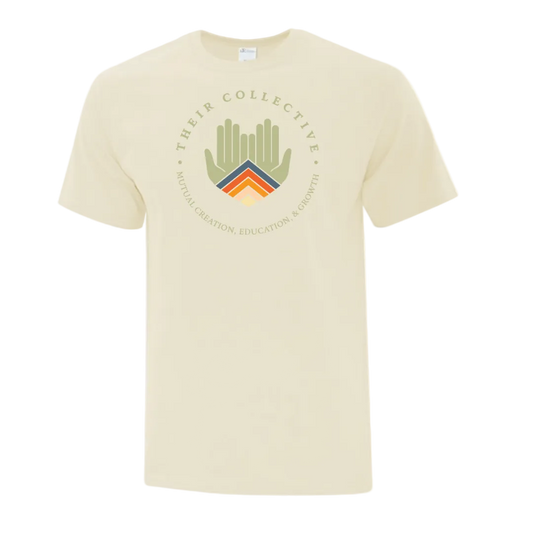 Natural color t-shirt with Their Collective's Full Round Logo.