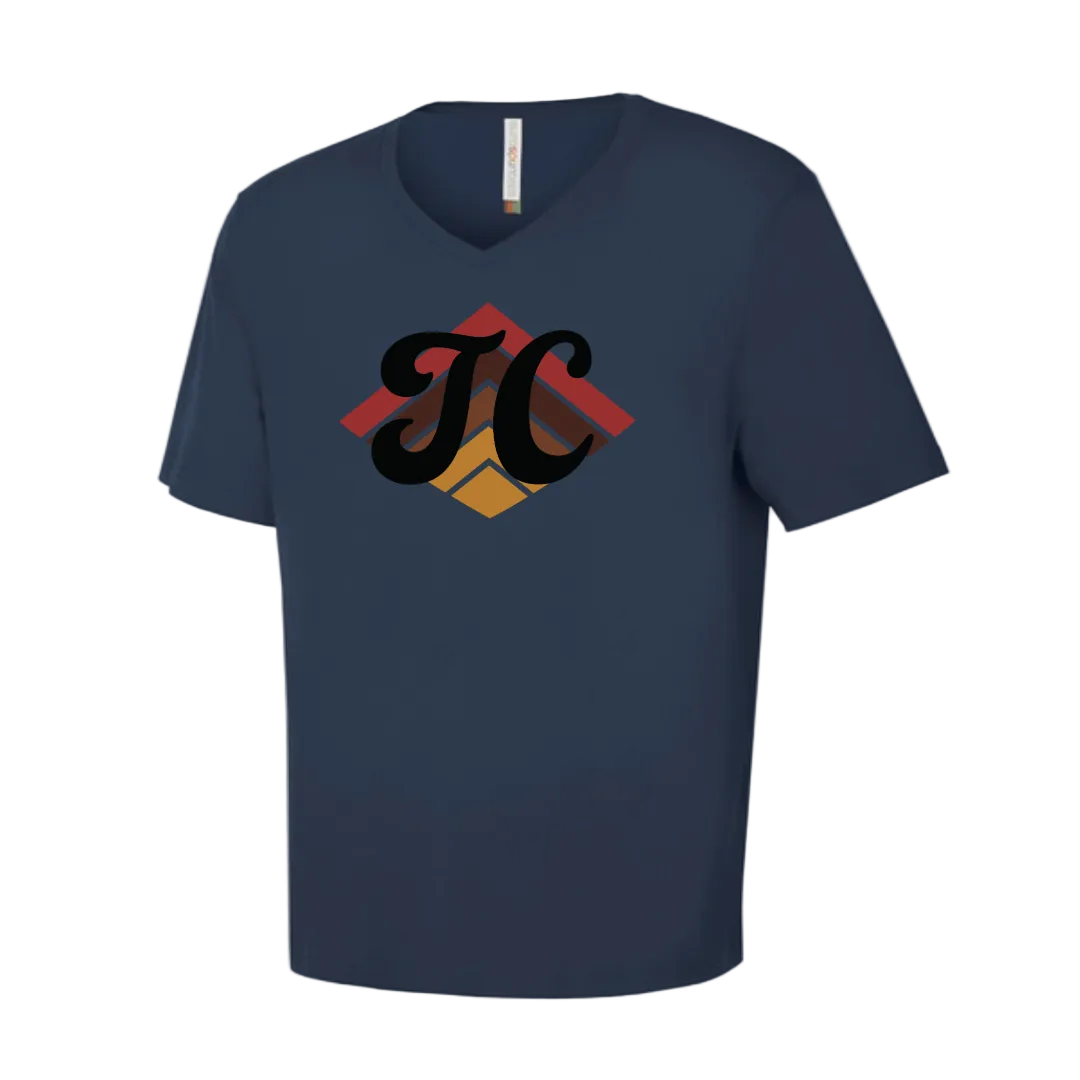 Navy blue Vneck t-shirt with 'Their Collective' "TC" logo 