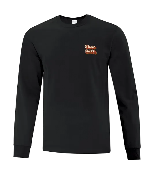 Black long-sleeve shirt with text saying "Their Shirt"