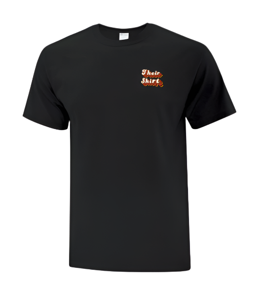 Black t-shirt with 'Their Shirt' text on Left Chest.